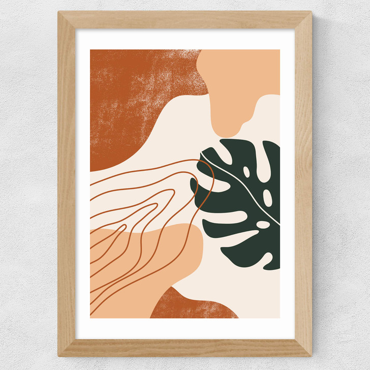 Abstract Monstera Wide Oak Frame Abstract Monstera Wide Oak Frame