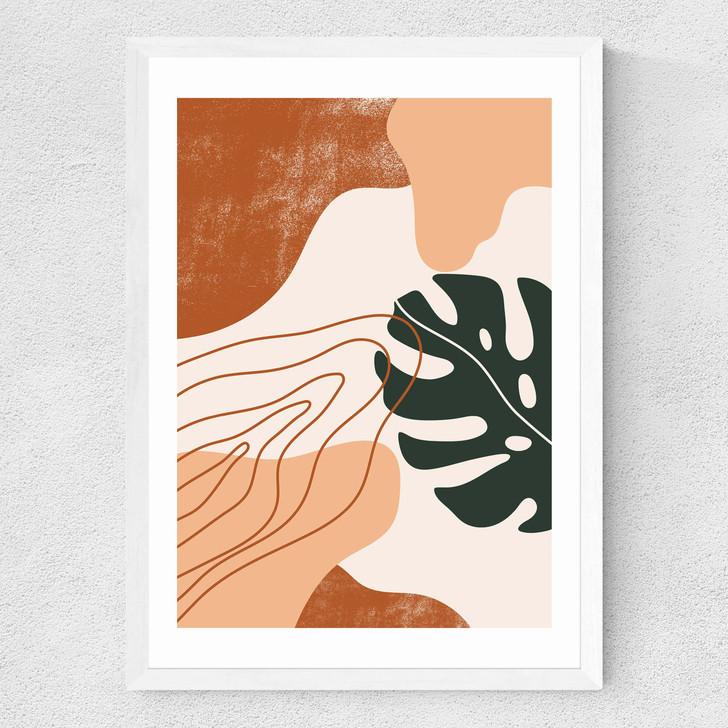 Abstract Monstera Medium White Frame Abstract Monstera Medium White Frame