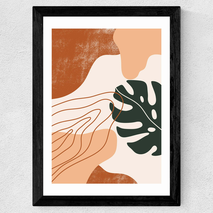 Abstract Monstera Wide Black Frame