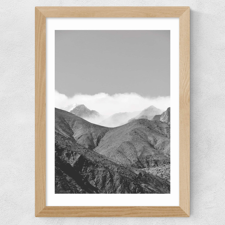 Clouds in the Mountains Wide Oak Frame