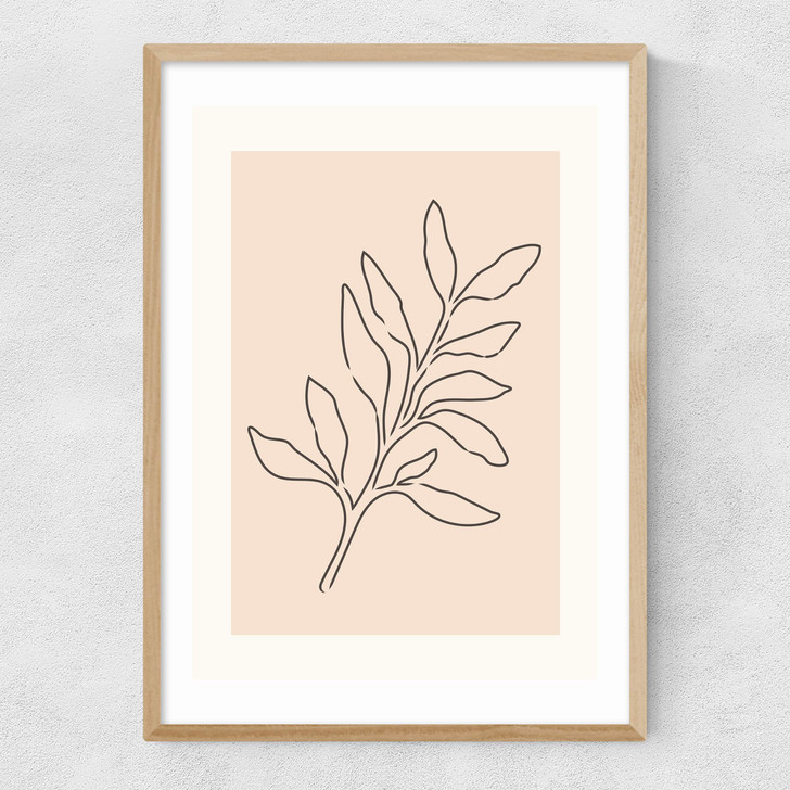 Soft Leaves I Narrow Oak Frame