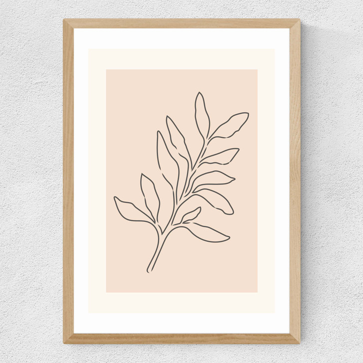 Soft Leaves I Medium Oak Frame