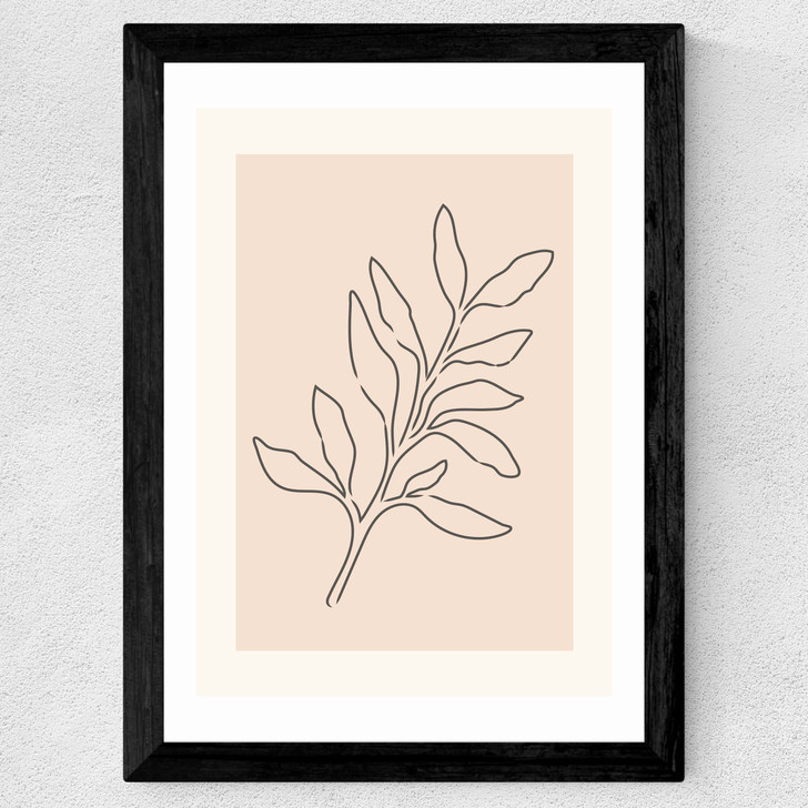 Soft Leaves I Wide Black Frame