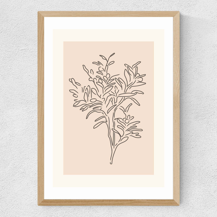Soft Leaves II Medium Oak Frame