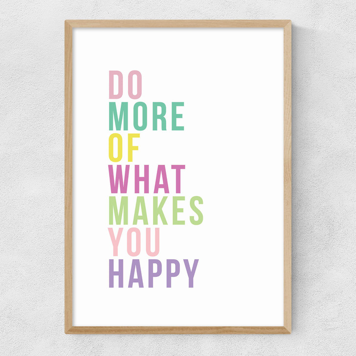 Be Happy Pastel Narrow Oak Frame Be Happy Pastel Narrow Oak Frame