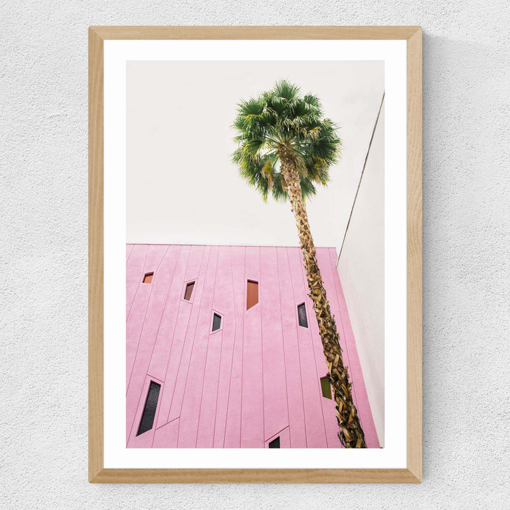 Pink Palm Springs by Oh Fine! Art Medium Oak Frame Pink Palm Springs by Oh Fine! Art Medium Oak Frame