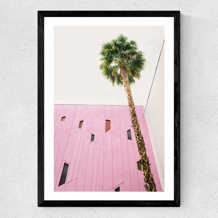 Pink Palm Springs by Oh Fine! Art Medium Black Frame