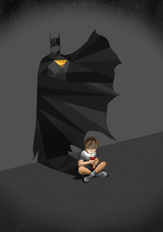 Jason Ratliff's children's shadows as superheroes. 