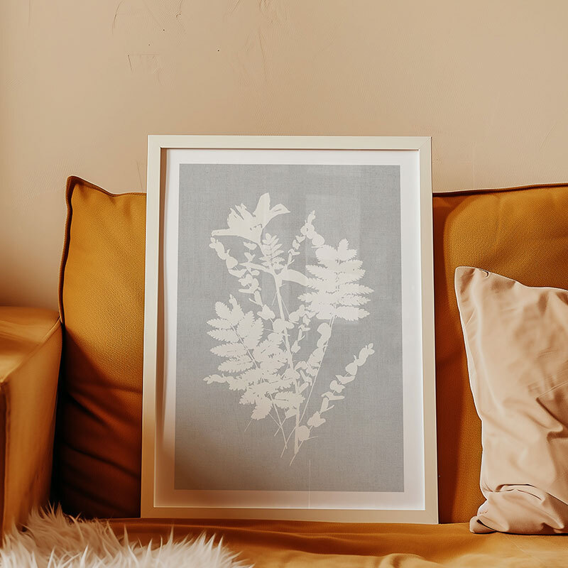 botanical illustration V art print by cartissi in white frame