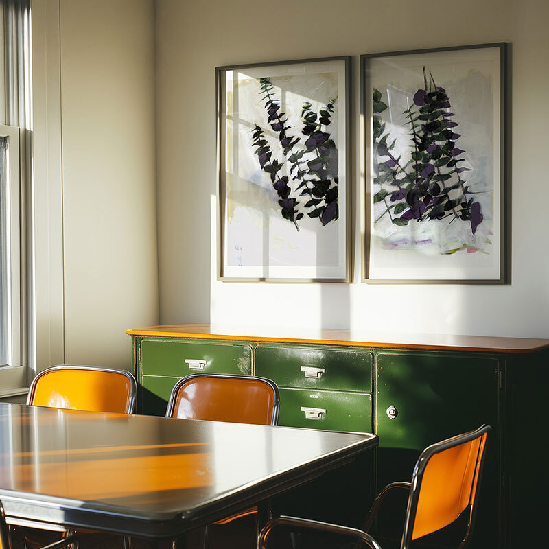 eucalyptus art print set by cartissi in black frame