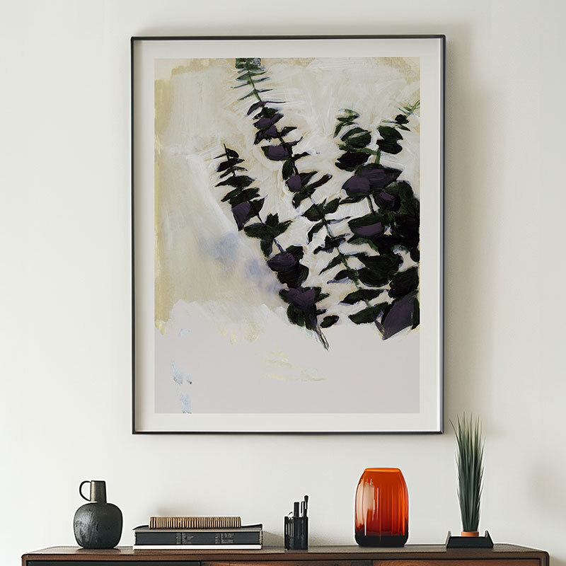 eucalyptus painting I art print by cartissi in black frame