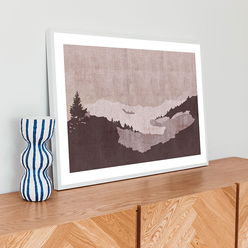 minimal landscape art print by cartissi in white frame