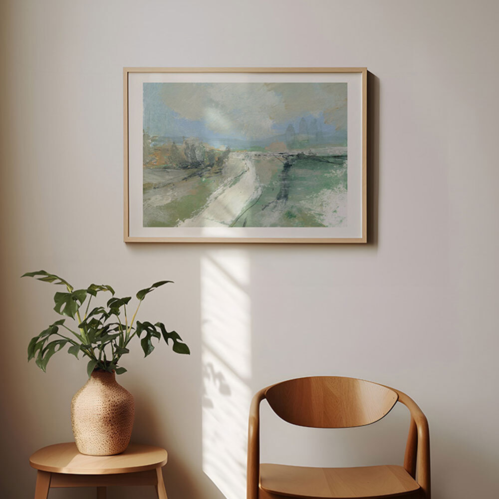 bramble brook art print by dan hobday in oak frame