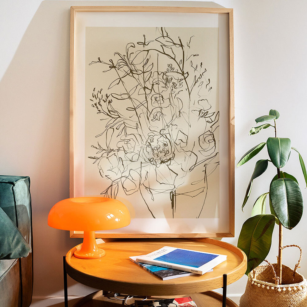 farmhouse flowers art print by dan hobday in oak frame