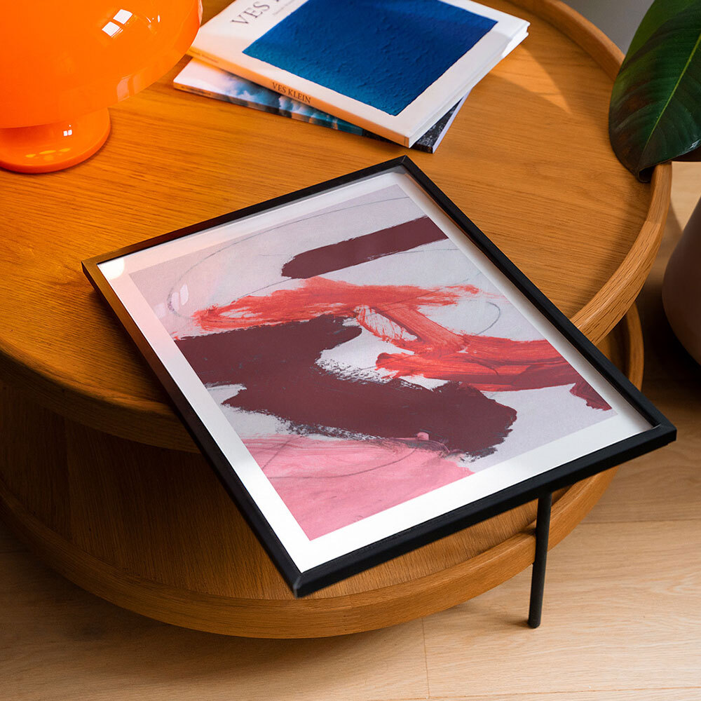 pink brush set 2 art print by dan hobday in black frame