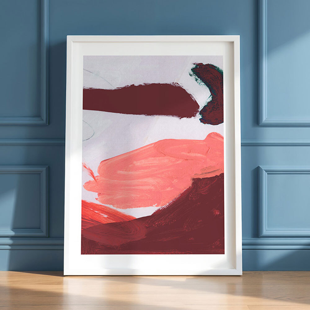pink brush set 3 art print by dan hobday in white frame
