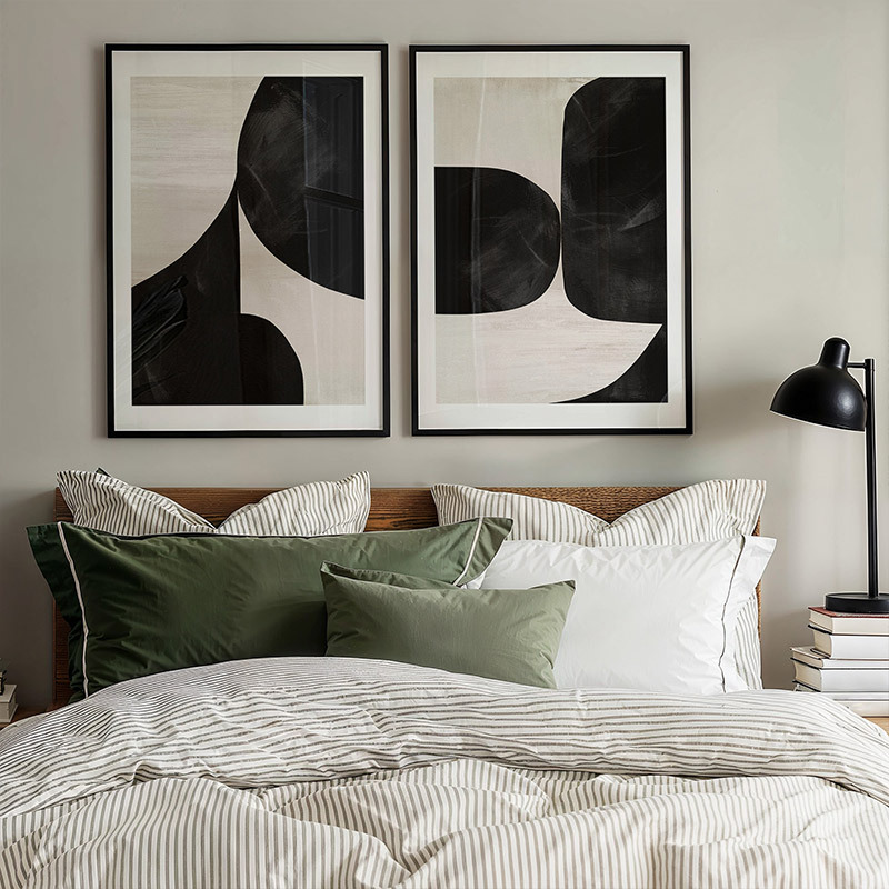 night diptych art prints set by dan hobday in black frames