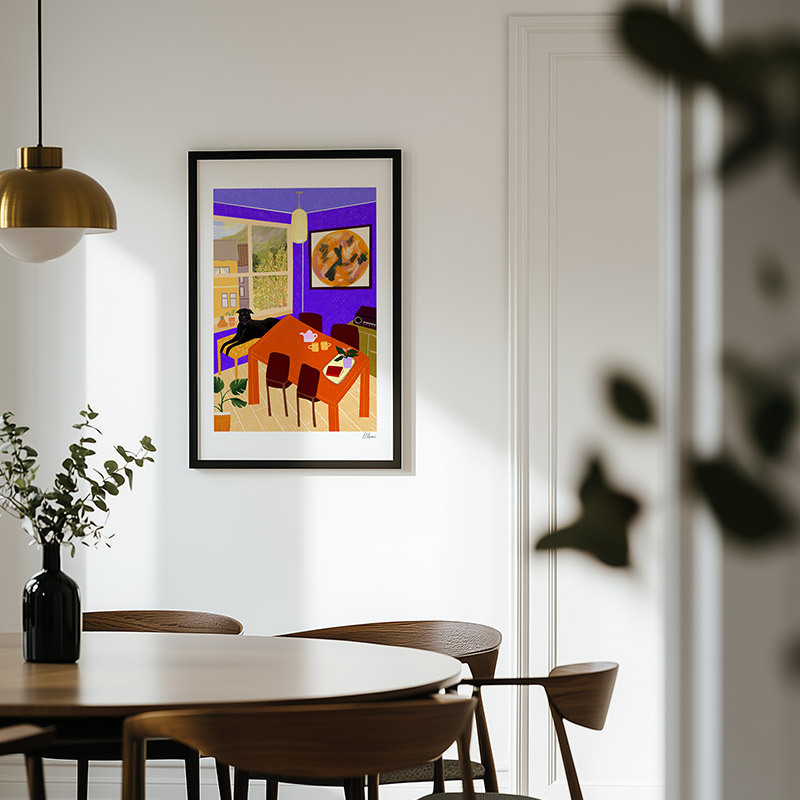first home art print by elsa eleni in black frame
