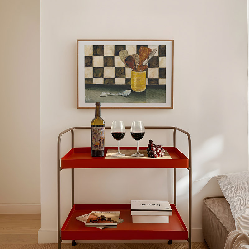 spoons art print by emma gurner in oak frame