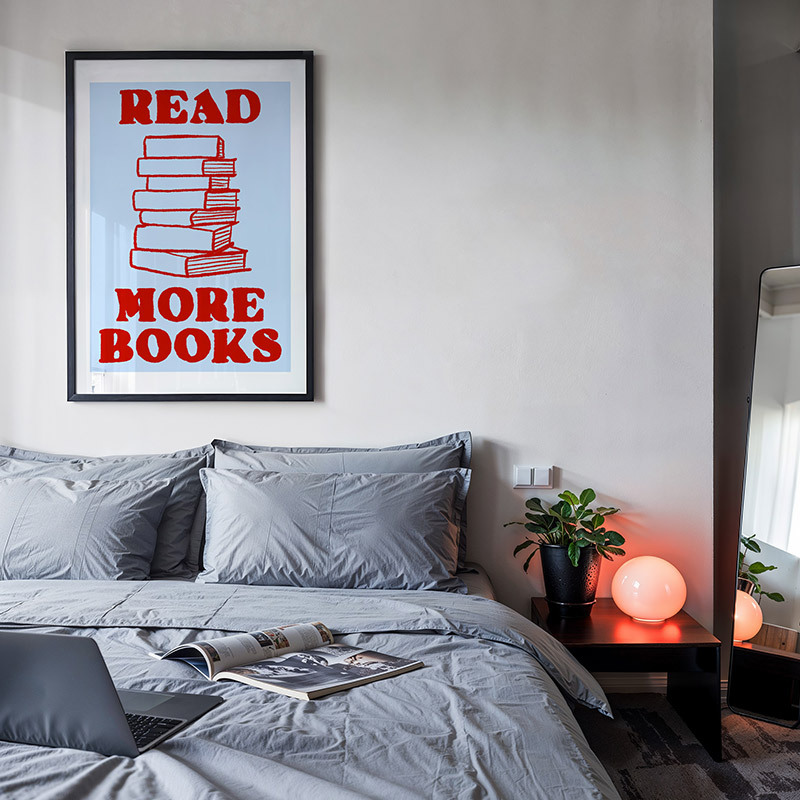 read more books art print by emmy lupin studio in black frame