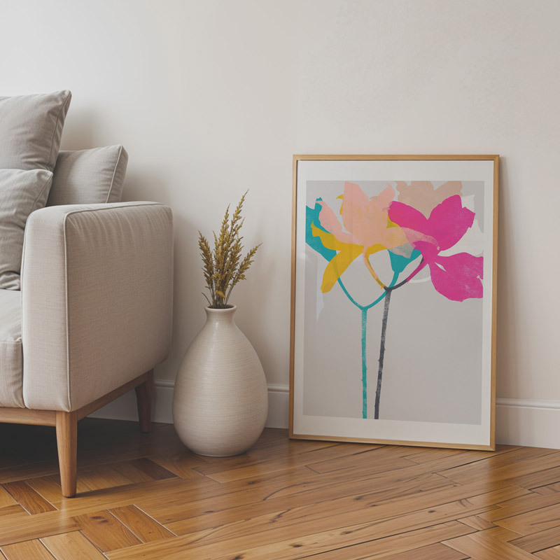 Lily 40 art print by the garima dhawan in oak frame