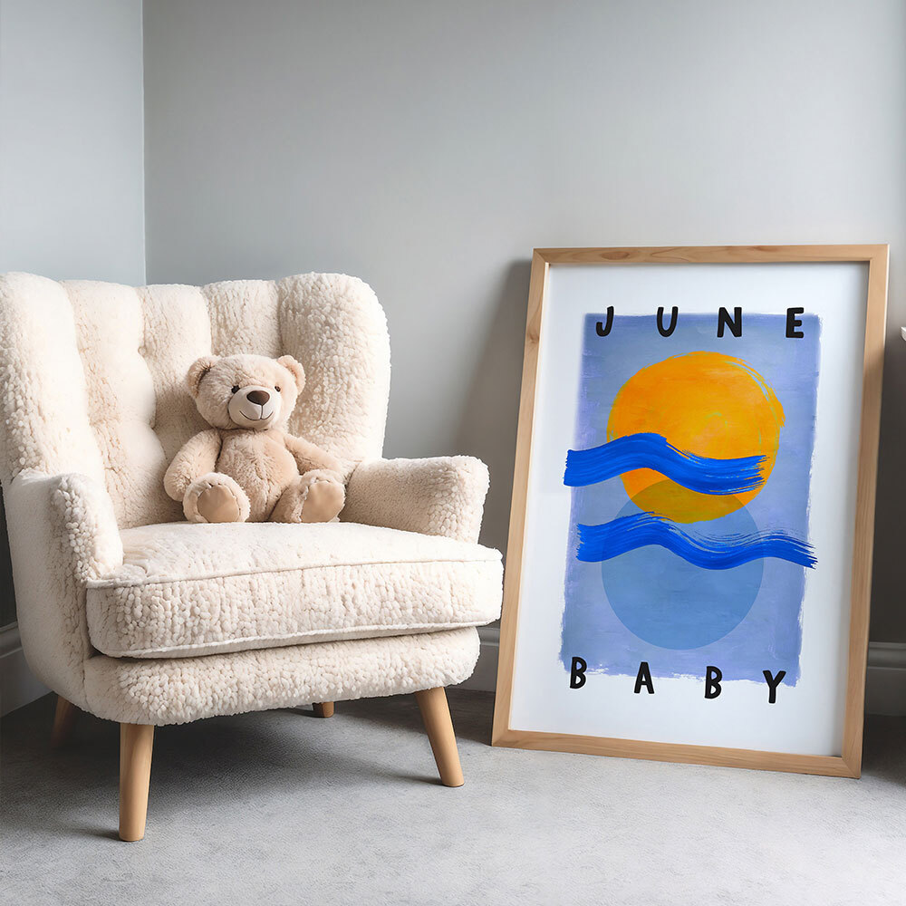 june baby art print by sun made studio in oak frame