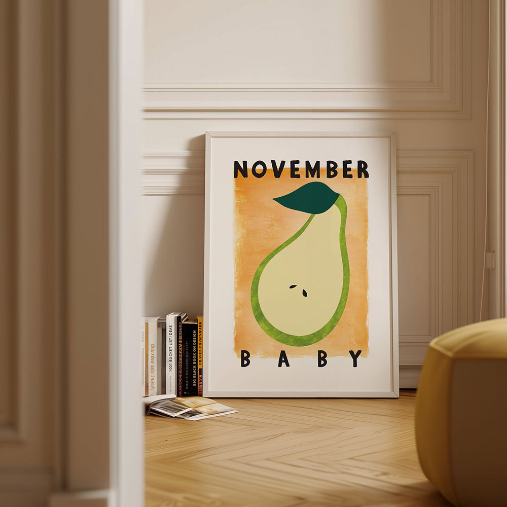 november baby art print by sun made studio in white frame