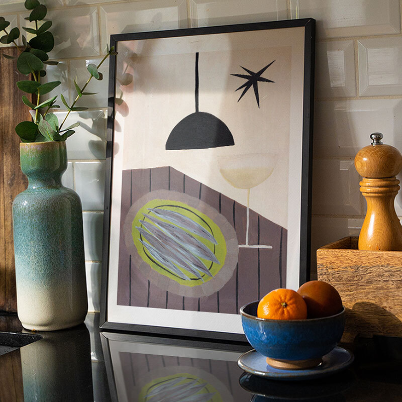 anchovy in parsley oil print by jazmine joye in black frame