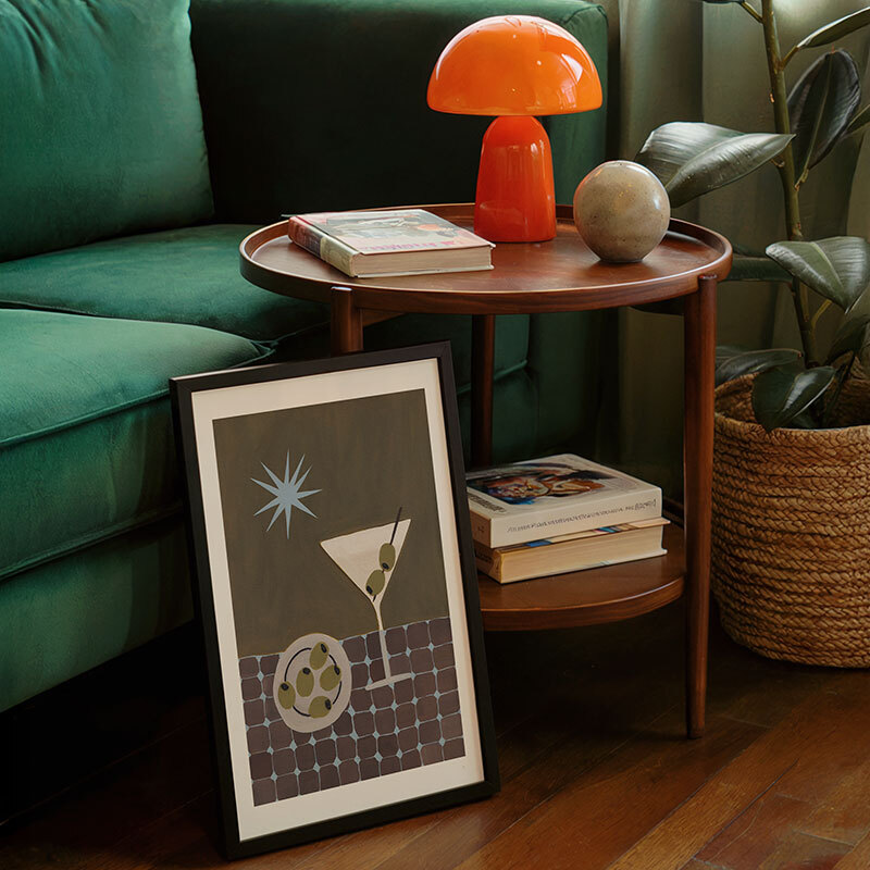 extra dirty martini art print by jazmine joye in black frame