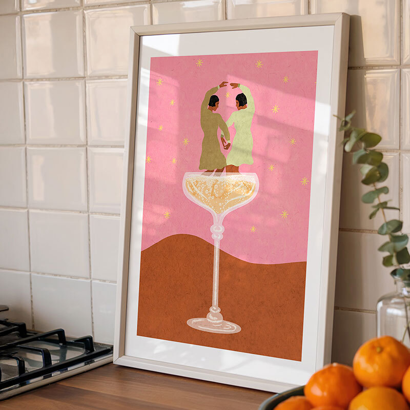 la belle vie II art print by lemon fee in white frame