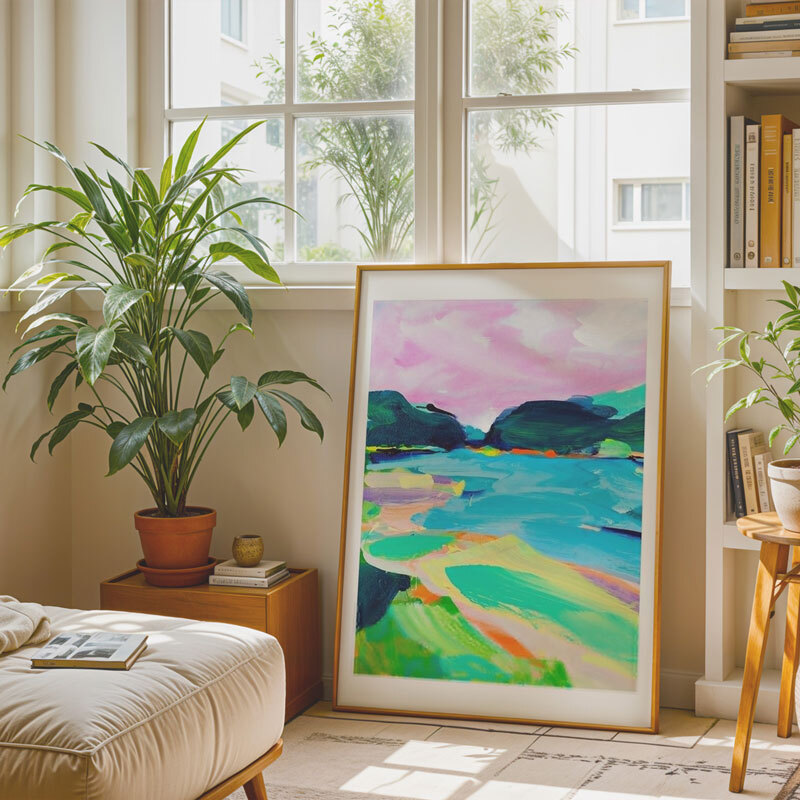 spring in the fells art print by lucy merriman in oak frame