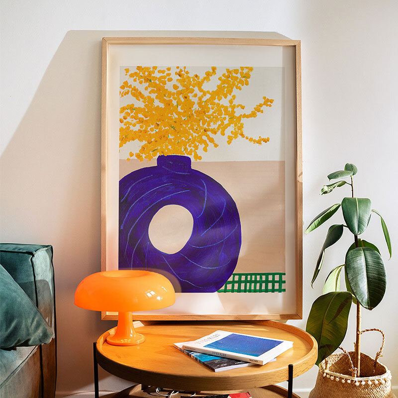 mimosa forever art print by lucy muss in oak frame