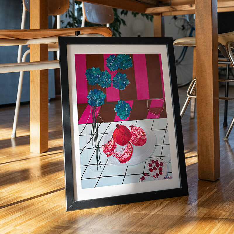 forbidden fruit I art print by lucy muss in black frame