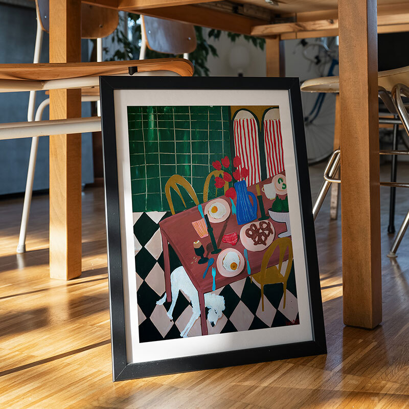 kitchen stories art print by lucy muss in black frame