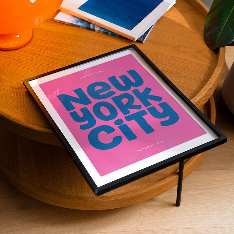 new york typography art print by luxe poster co in black frame