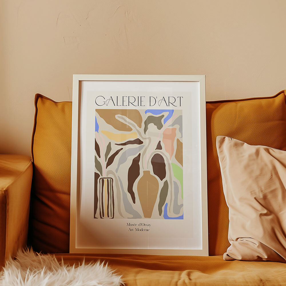 abstract pottery art print by luxe poster co in white frame