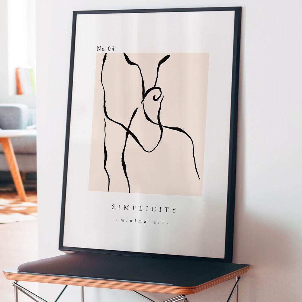 simplicity no4 art print by luxe poster co in black frame