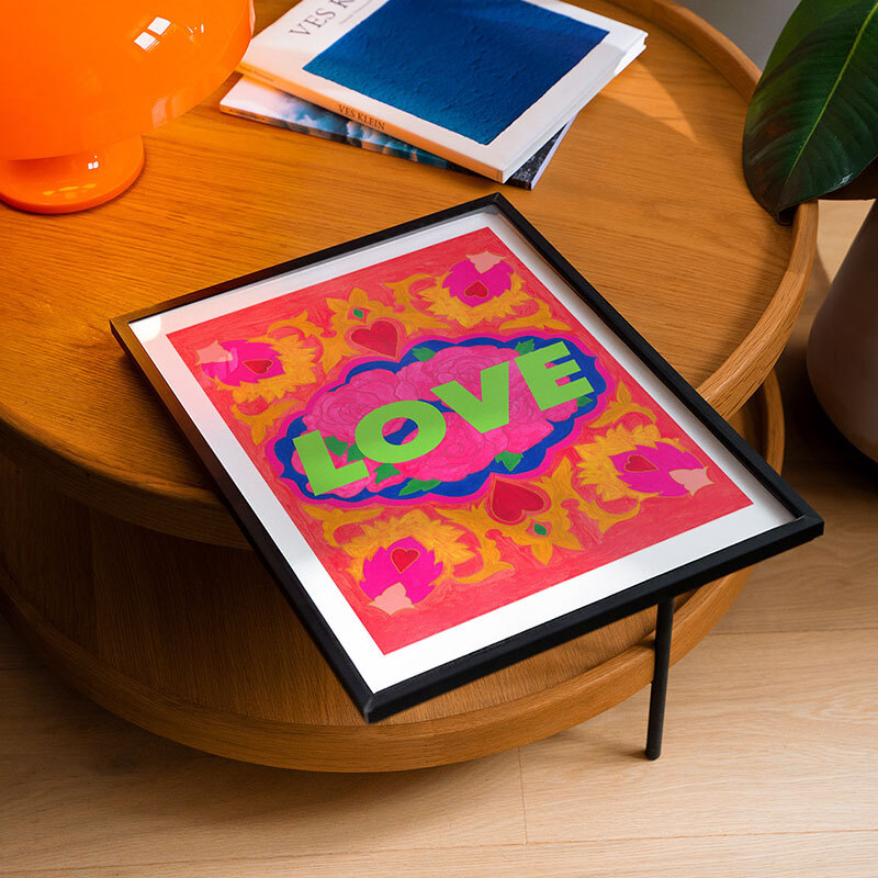 my love art print by mahin hussain in black frame