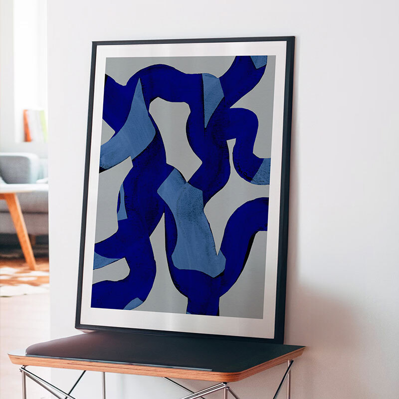 abstract brush strokes 65x art print by mareike boehmer in black frame