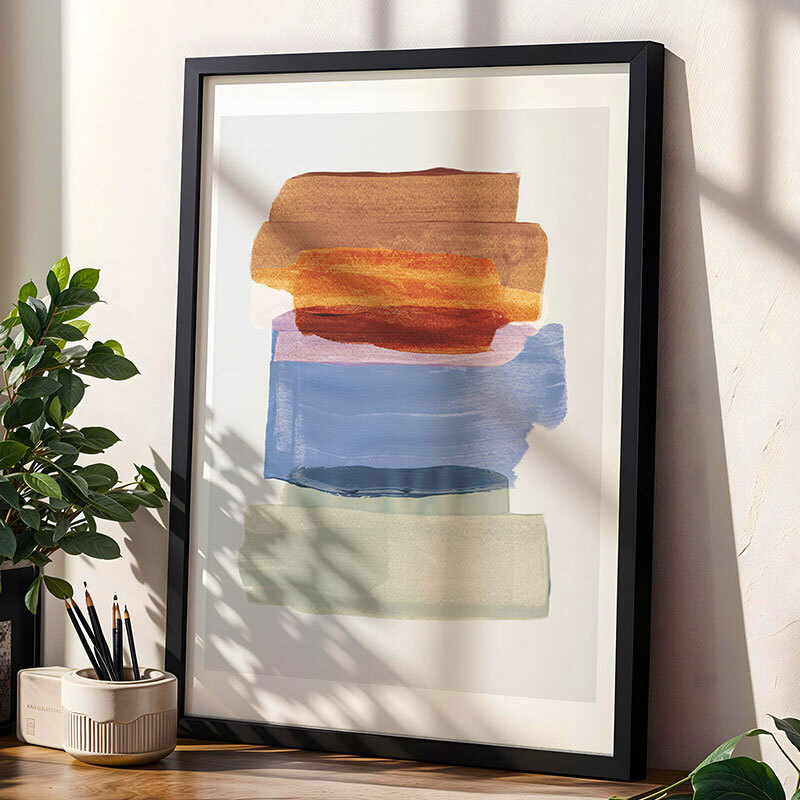 abstract brush strokes 49 art print by mareike boehmer in oak frame