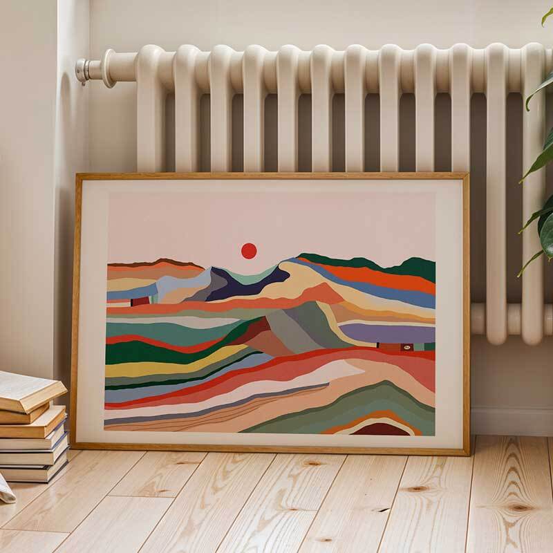 camaleonte art print by marina ester castaldo in oak frame