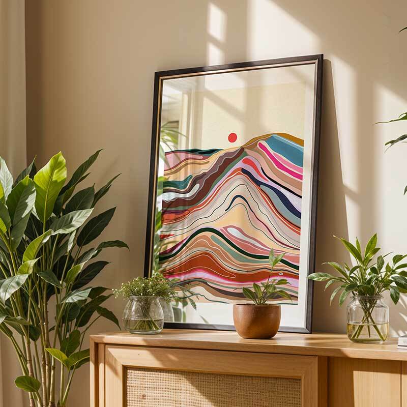 spring sun art print by marina ester castaldo in black frame