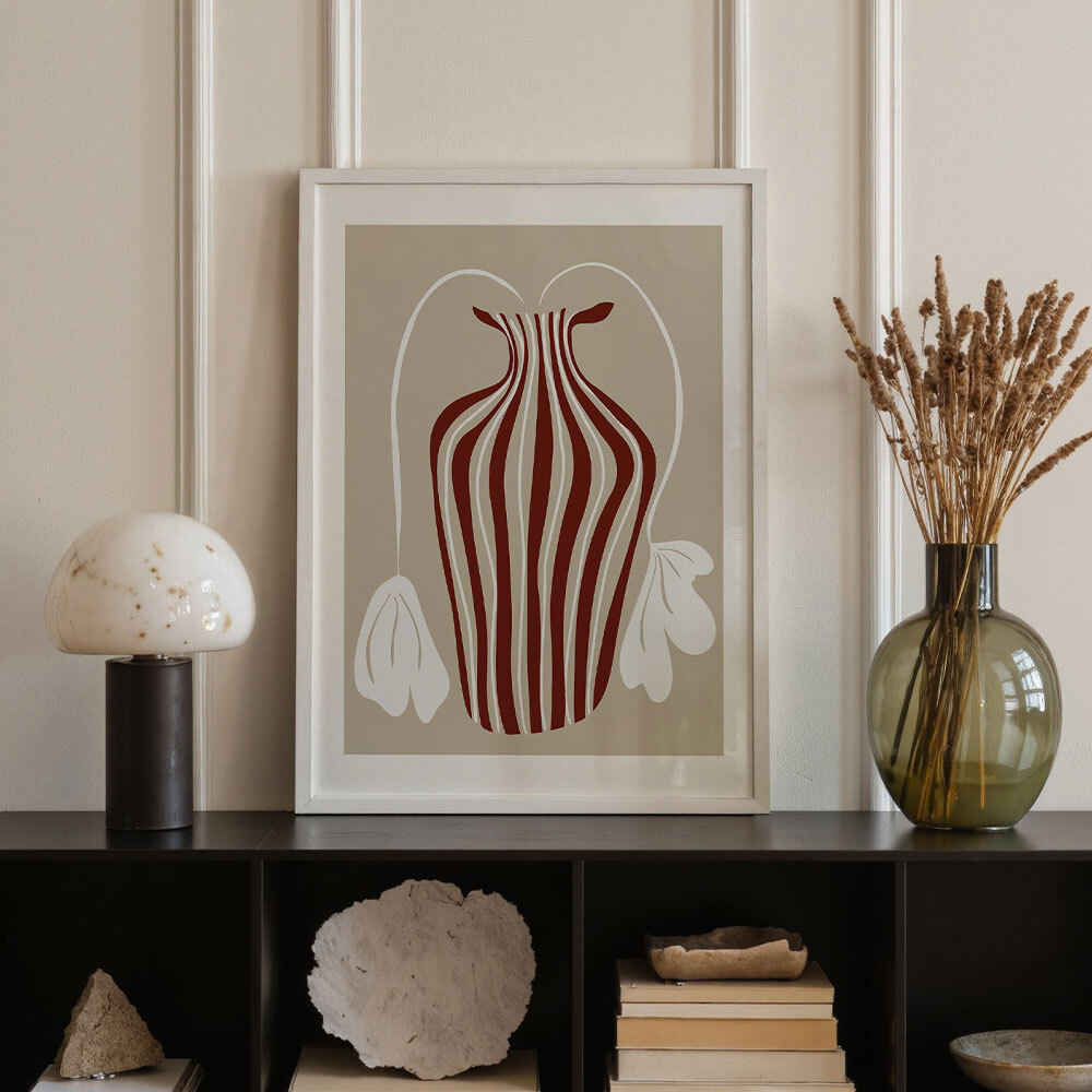 dropping leaf plant art print by miho art studio in white frame