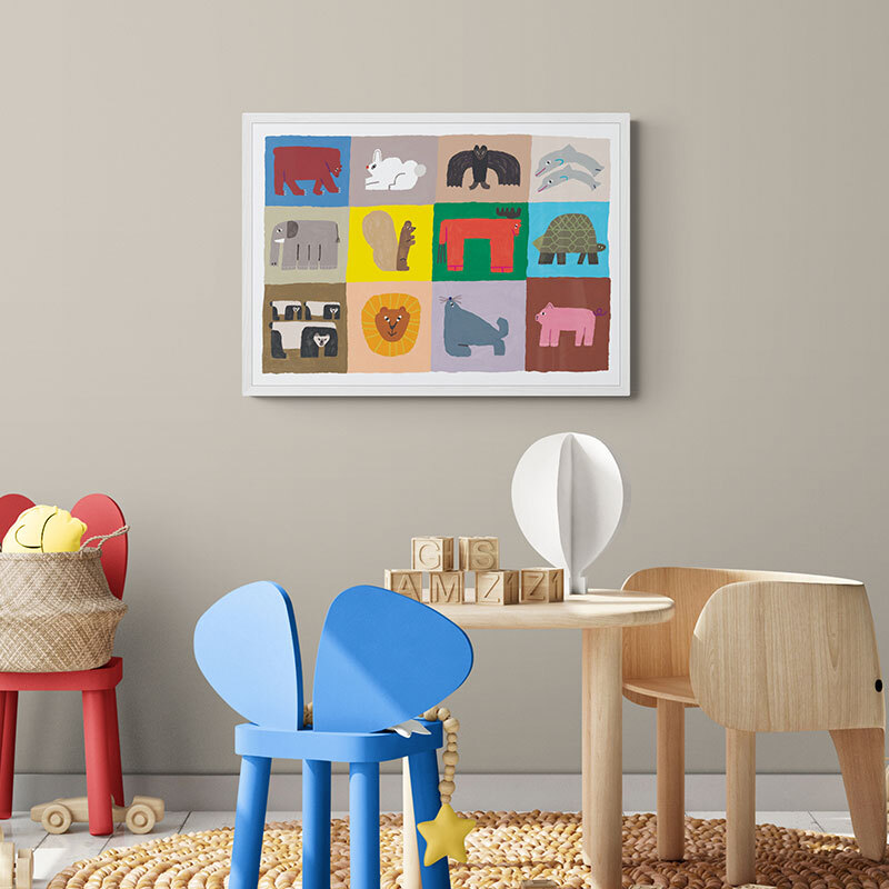 circus circus art print by min pin in white frame