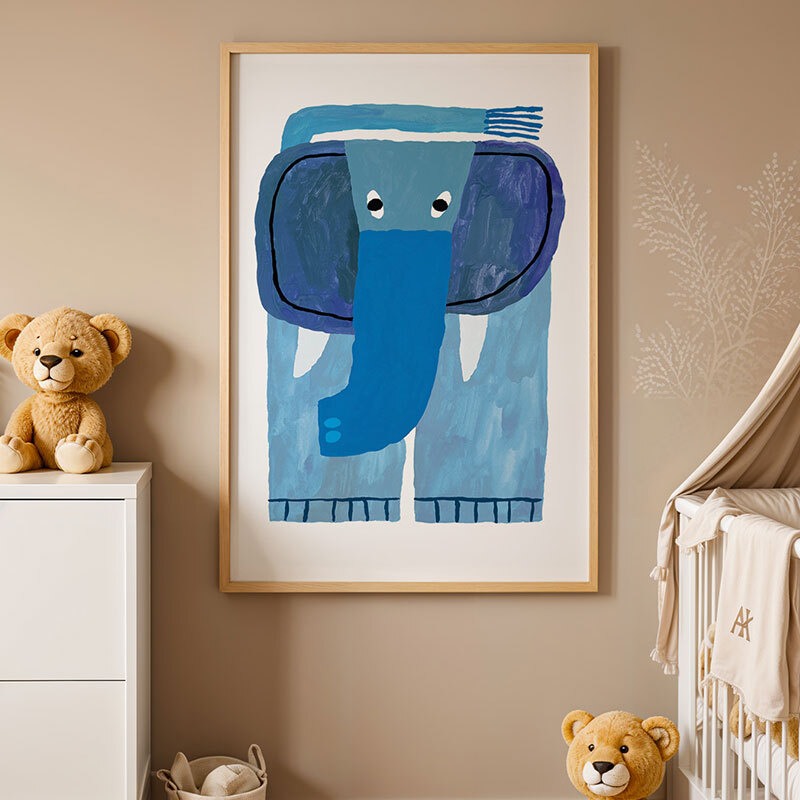 stomp stomp art print by min pin in oak frame