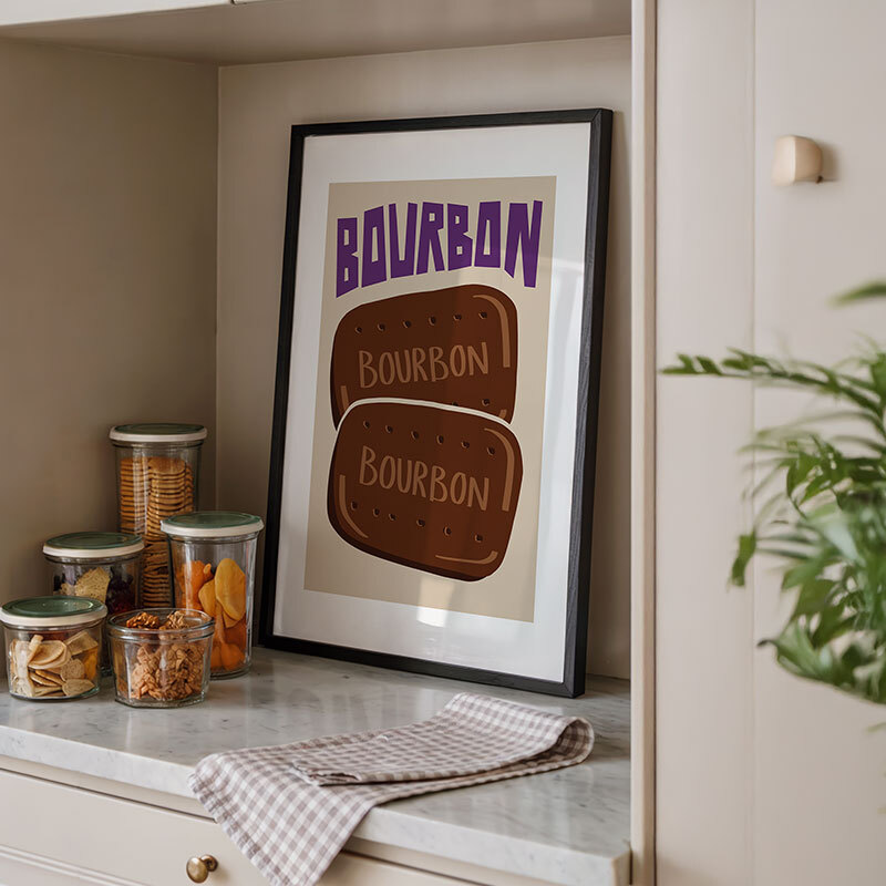 Bourbon art print by natalie cass in black frame