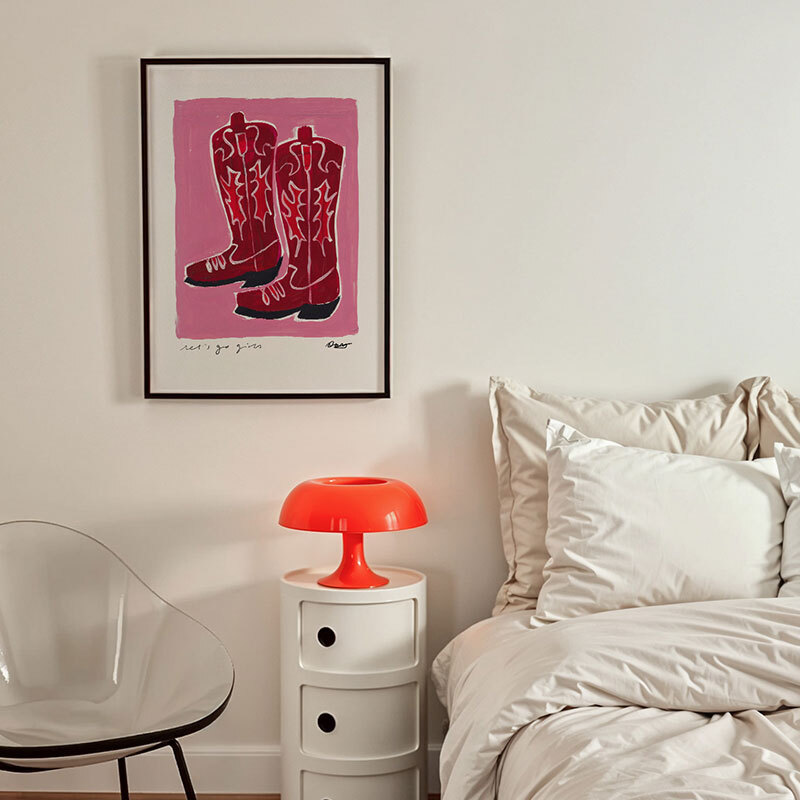 Cowboy boots art print by natalie cass in black frame