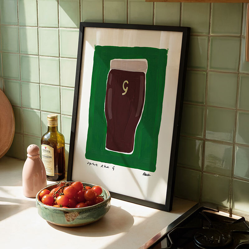 Guinness art print by natalie cass in black frame