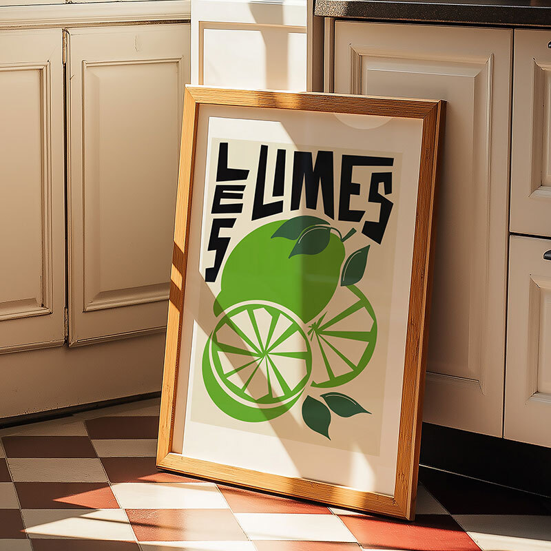 Les Limes art print by natalie cass in oak frame