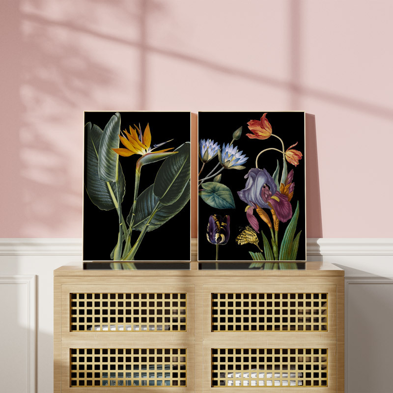 vintage florals diptych art print set by the natural history museum